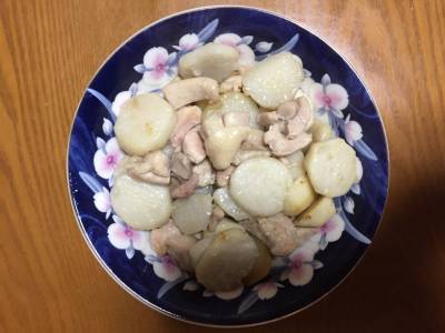 里芋と豚肉の塩炒め