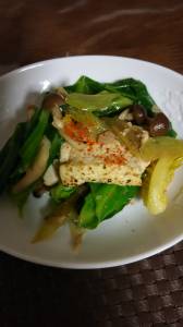 キャベツと厚揚げのピリ辛炒め