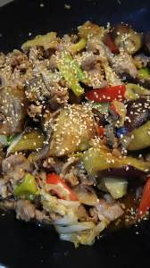 なすと豚肉のみそ炒め