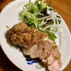 鶏ロール蒸しレモンジンジャーソース