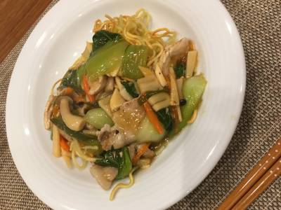 豚肉と小松菜のあんかけ焼きそば