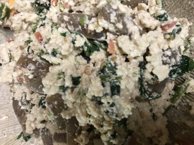 ホーレン草とコンニャクの白和え