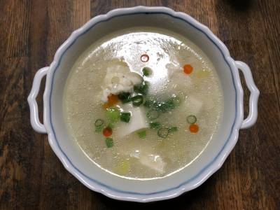 くずし豆腐とたっぷりねぎのスープ