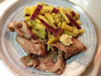 さつまいもと豚肉の照り焼き