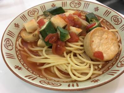 きのことトマトのスープスパ