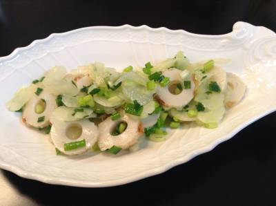 セロリとちくわのねぎ塩あえ