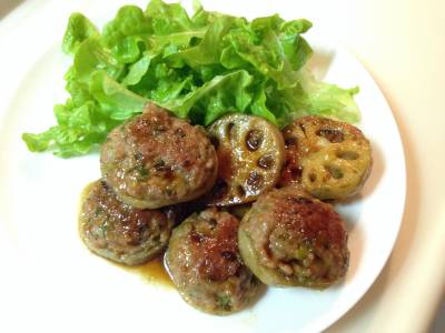 れんこんのひき肉のせ照り焼き