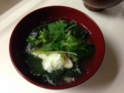 ほうれんそうとみつばのかき玉汁