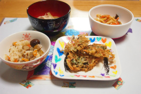 えのきと塩昆布のかき揚げ