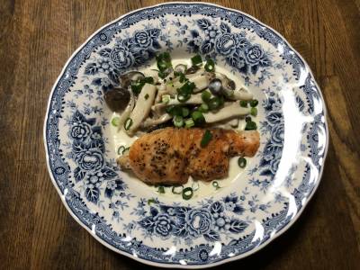 生ざけのソテーきのこクリームソース