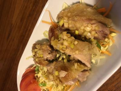 蒸し鶏のパリパリ焼き