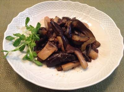 なすとエリンギの七味炒め