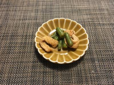 いんげん、大豆、油揚げのしょうゆ炒め