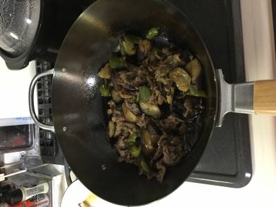 なすと牛肉のオイスター炒め