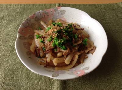 大根のしょうがじょうゆ炒め