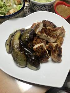 鶏もも肉となすのソテー ごまみそ味