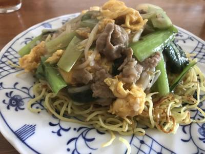 豚肉と小松菜のあんかけ焼きそば