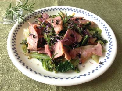 春キャベツとベーコンのオイル蒸し