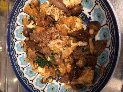 ちぎり厚揚げと豚バラの和風炒め