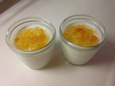 ヨーグルトゼリーアプリコットジャムかけ