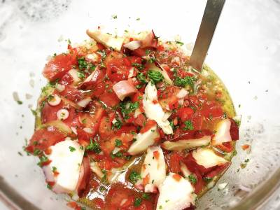 たことトマトのサラダ