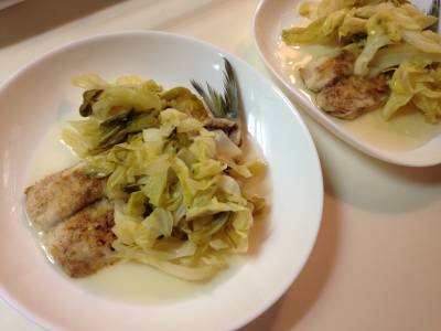 いわしのソテー春キャベツソース