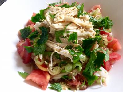 鶏ささ身の香味そうめん