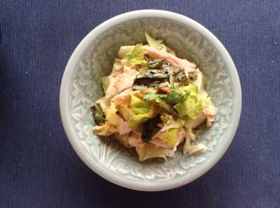 キャベツのザク切り蒸し よだれ鶏風