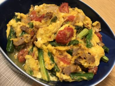 アスパラのマヨカルボナーラ