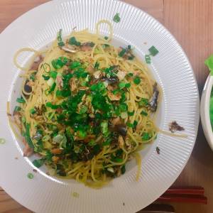 オイルサーディンの和風スパゲッティ