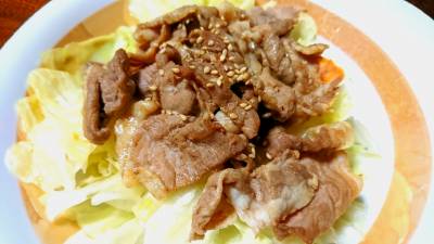 生キャベツの豚バラ甘辛ソース