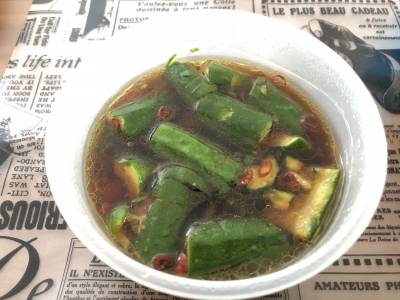 たたききゅうりの酢じょうゆ漬け