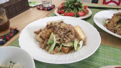 キャベツと厚揚げのみそ炒め