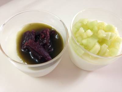 ミルクゼリー 抹茶あずきソース