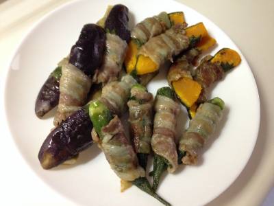 夏野菜の豚しそ巻き