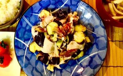 夏の豚なす 梅おかか風味