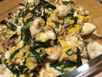 ひき肉と豆腐のにら炒め