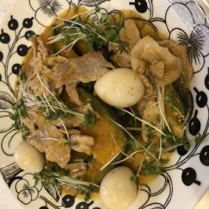 素揚げ野菜と豚肉の和風あんかけ