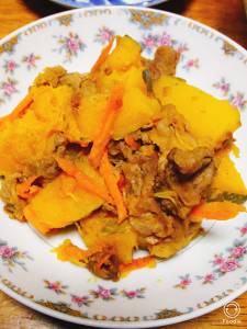 かぼちゃと牛肉のバターじょうゆ