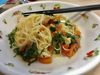 夏野菜の冷製パスタ