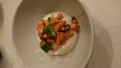 キムチ納豆とオクラの冷ややっこ