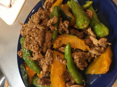 かぼちゃと牛肉のバターじょうゆ