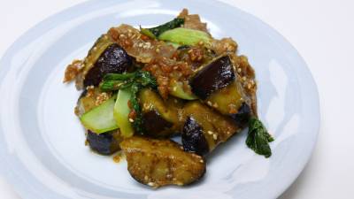 なすと豚肉のしぎ焼き