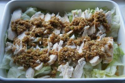 キャベツのザク切り蒸し よだれ鶏風