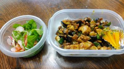 なすと鶏肉のドライカレー