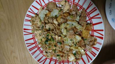 ちぎり厚揚げと豚バラの和風炒め