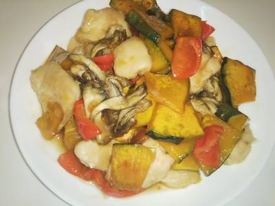 鶏むねと秋野菜の甘酢あん