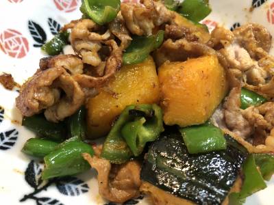 かぼちゃと牛肉のバターじょうゆ