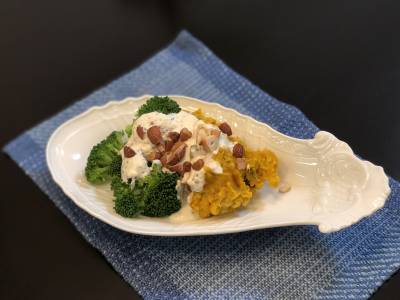 かぼちゃとブロッコリーのアーモンドサラダ