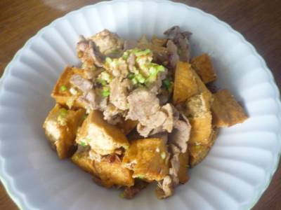 ちぎり厚揚げと豚バラの和風炒め